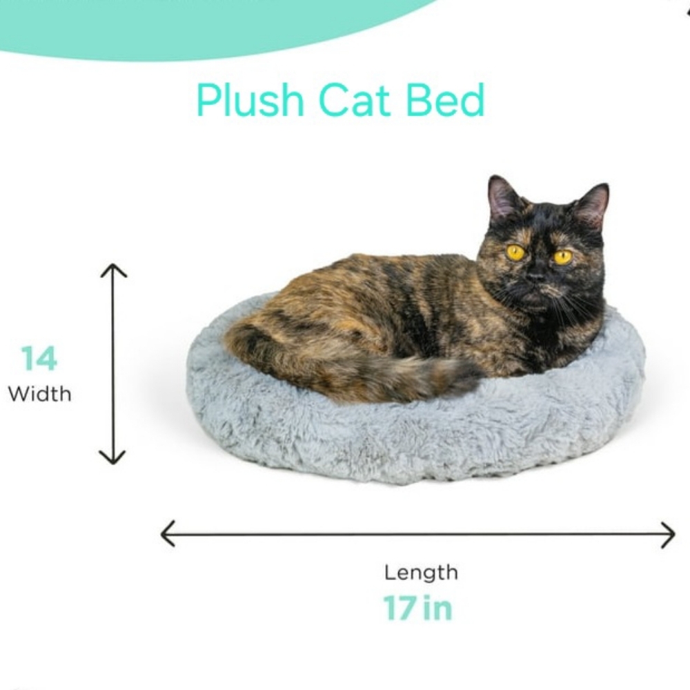 Faux Fur Self Warming Cat Bed 17x14 Gray